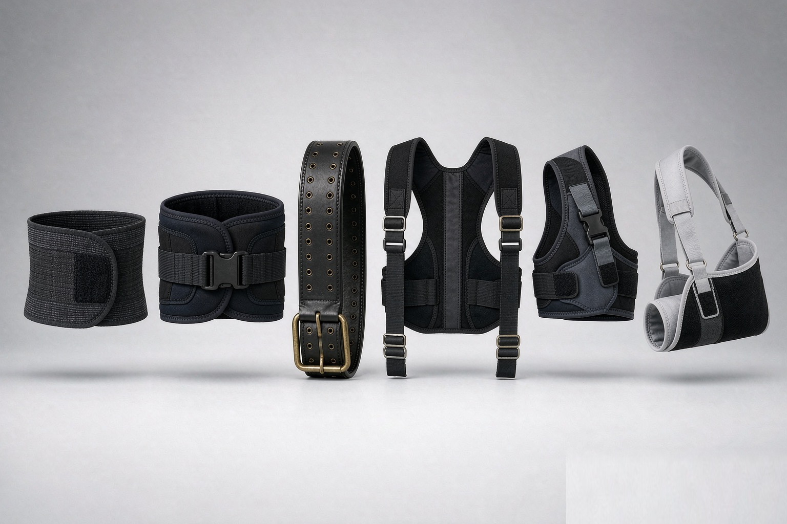 Waist and shoulder support gear: waist braces, weightlifting belts, posture correctors and shoulder supports