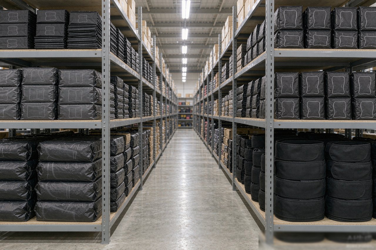 Wholesale fitness accessories supply system with packaged product inventory